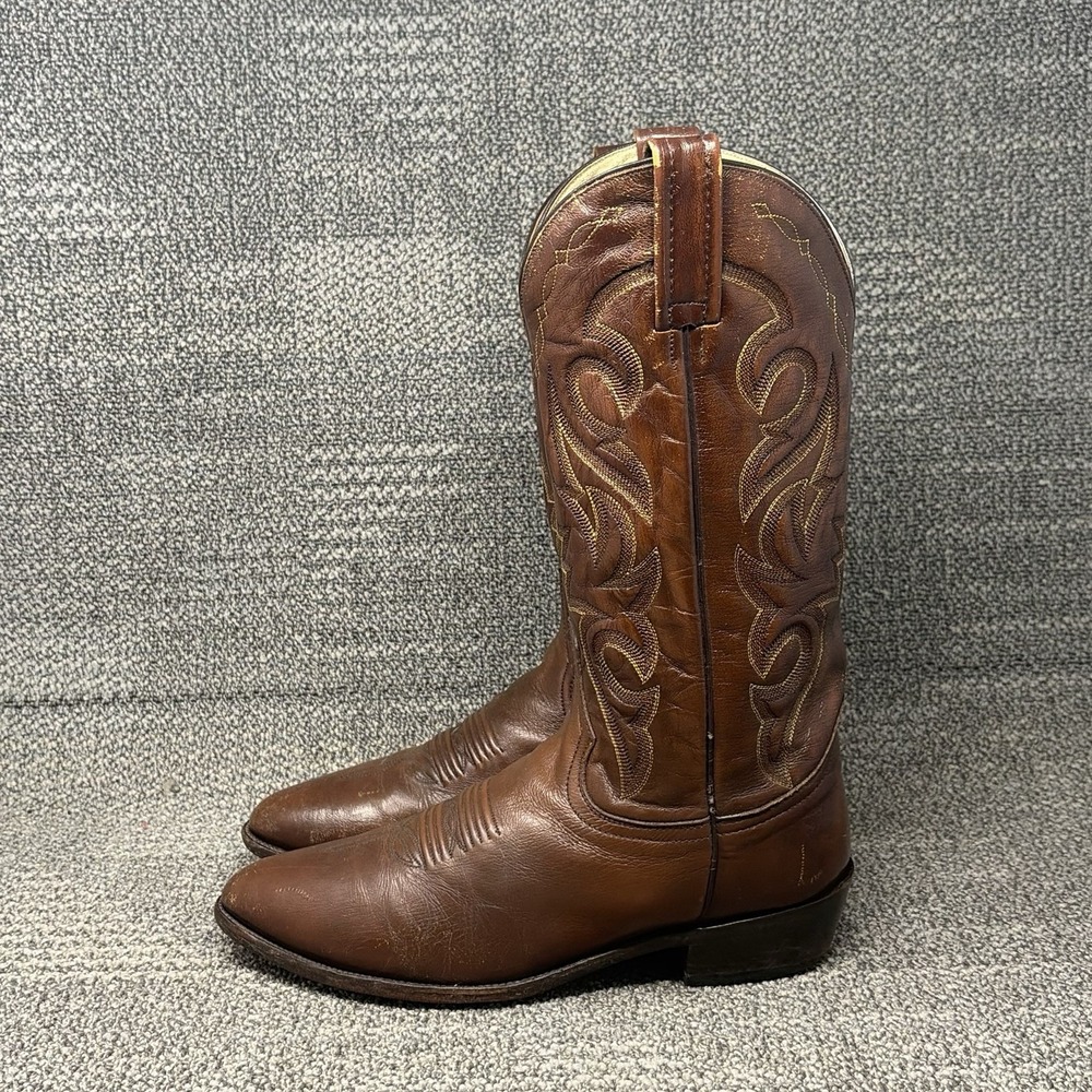 Dan Post Milwaukee DP2110R Men's 8.5EW Brown Leather R Toe Western Cowboy Boots